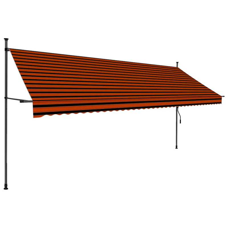 vidaXL Manual Retractable Awning, 100 cm Width, Orange and Brown - Image 13 of 49