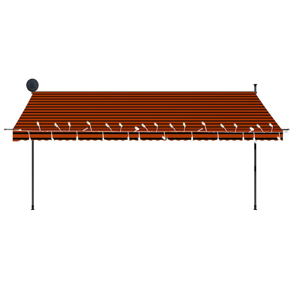 vidaXL Manual Retractable Awning, 100 cm Width, Orange and Brown - Image 17 of 49