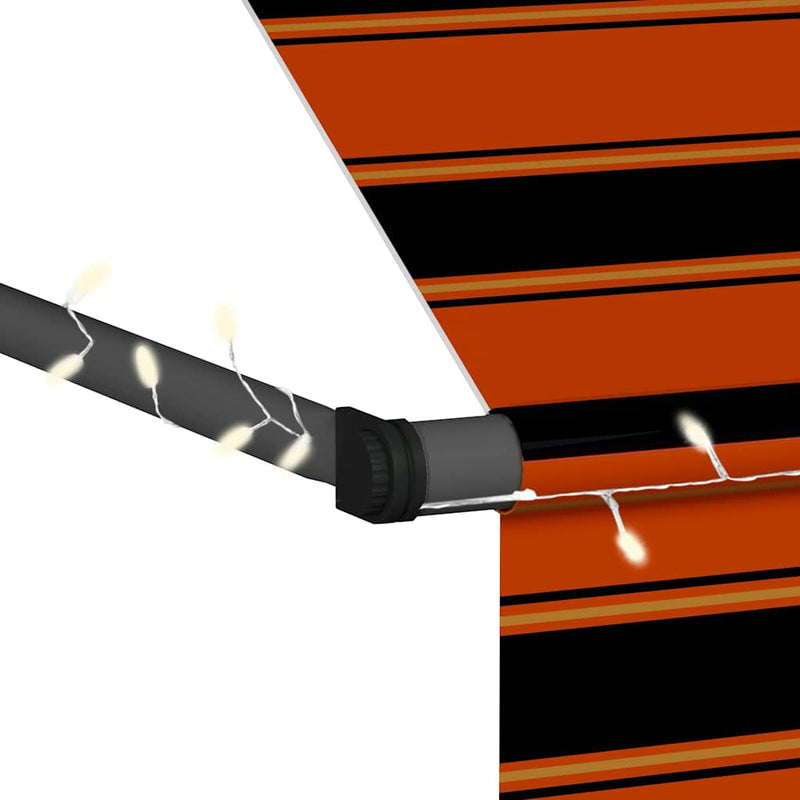 vidaXL Manual Retractable Awning, 100 cm Width, Orange and Brown - Image 38 of 49