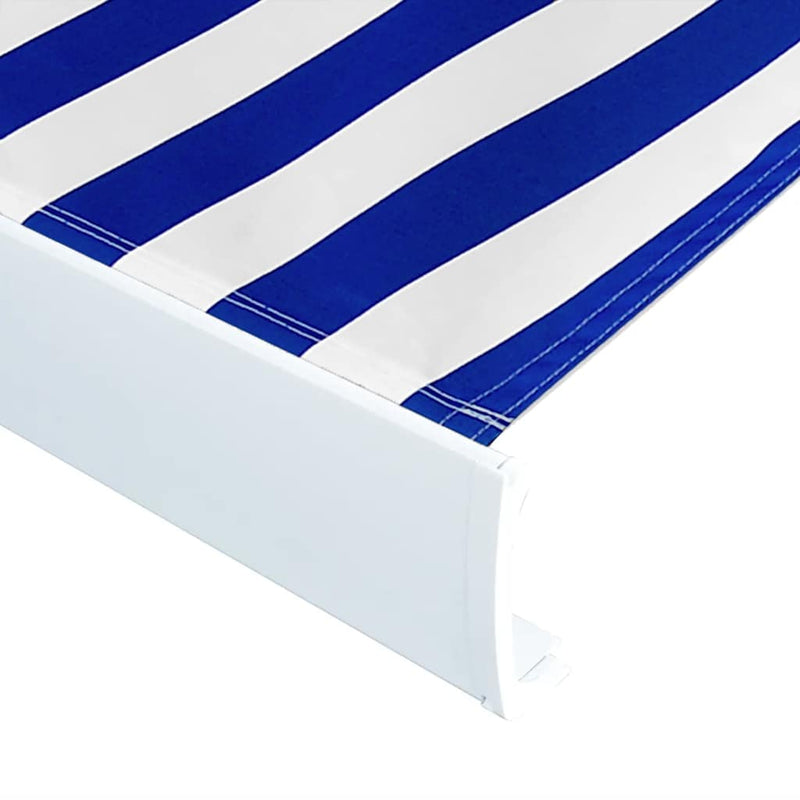 vidaXL Cubierta para toldo de poliéster 450x300 cm Azul y blanco - Image 2 of 2