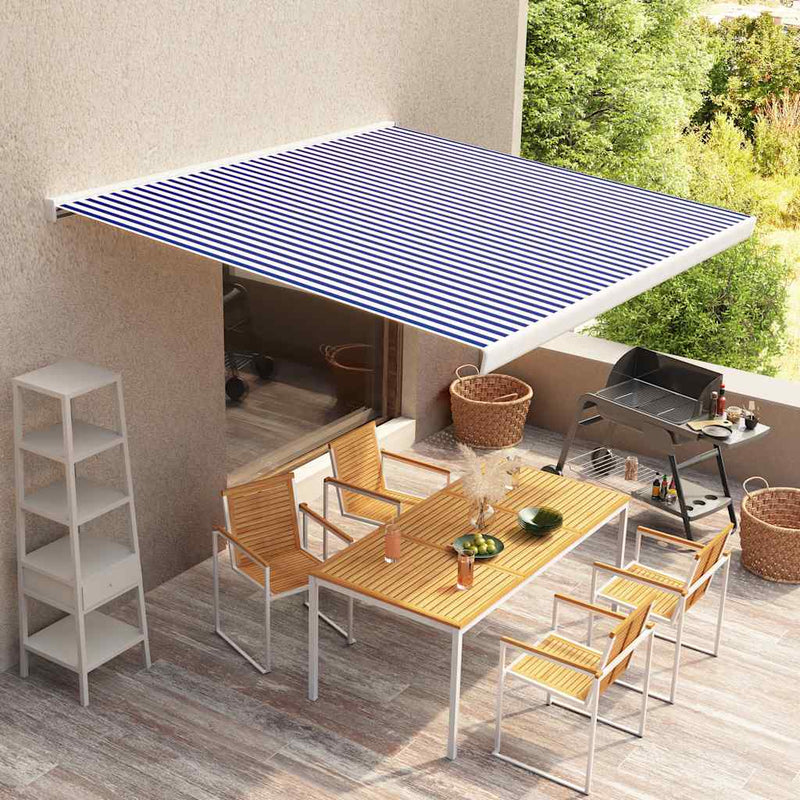 vidaXL Cubierta para toldo de poliéster 450x300 cm Azul y blanco - Image 1 of 2