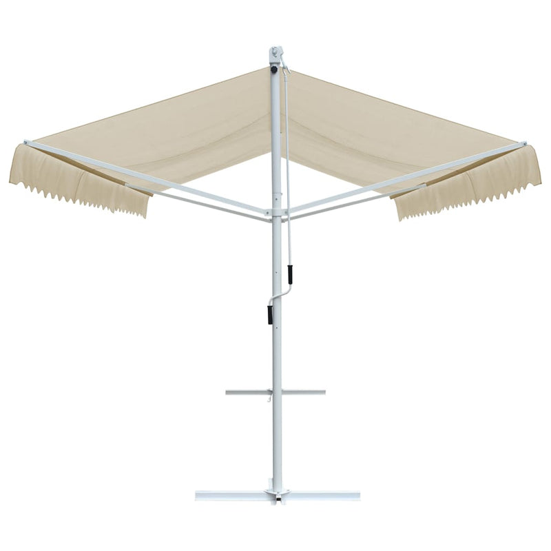 Toldo parasol vidaXL con pedestal, poliéster y acero, 600x300 cm, crema - Image 2 of 8
