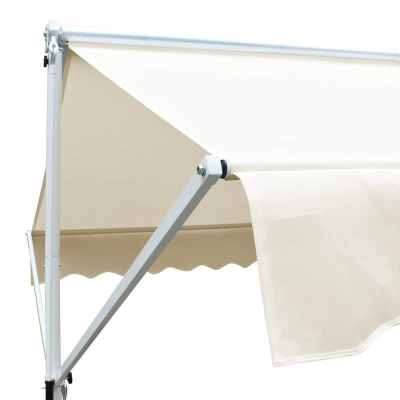 Toldo parasol vidaXL con pedestal, poliéster y acero, 600x300 cm, crema - Image 3 of 8