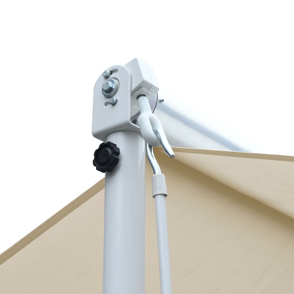 Toldo parasol vidaXL con pedestal, poliéster y acero, 600x300 cm, crema - Image 6 of 8