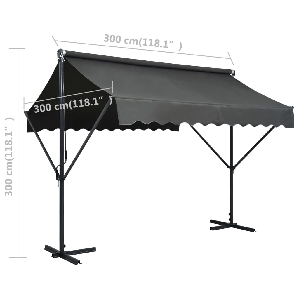 vidaXL Toldo parasol con pedestal de acero 300x300x300 cm Antracita - Image 16 of 18