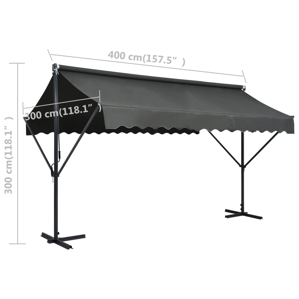 vidaXL Freestanding Steel Parasol Awning 400x300x300 cm Anthracite - Image 6 of 6