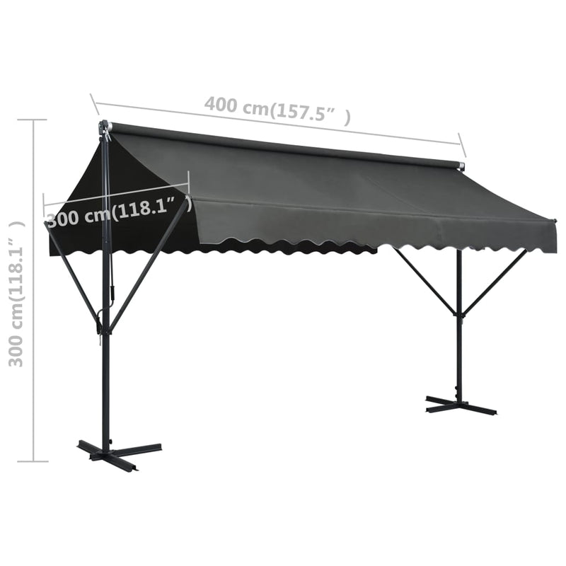 vidaXL Freestanding Steel Parasol Awning 400x300x300 cm Anthracite - Image 6 of 6