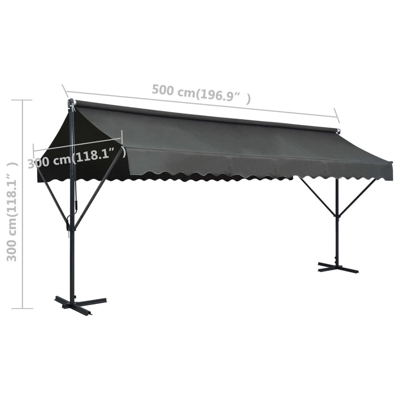 vidaXL Tenda Parasole con Piedistallo 500x300 cm Antracite - Image 11 of 12