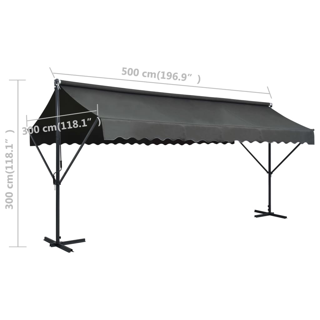 vidaXL Toldo parasol con pedestal de acero 300x300x300 cm Antracita - Image 18 of 18