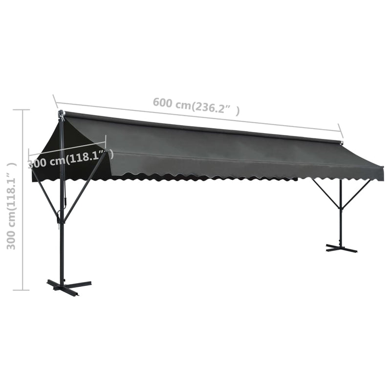 Tenda Parasole con Piedistallo 600×300×300 cm Antracite - Image 16 of 24