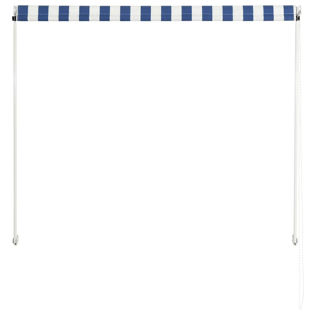 Toldo Retráctil vidaXL de Acero y Poliéster 150x150 cm Azul y Blanco - Image 16 of 31