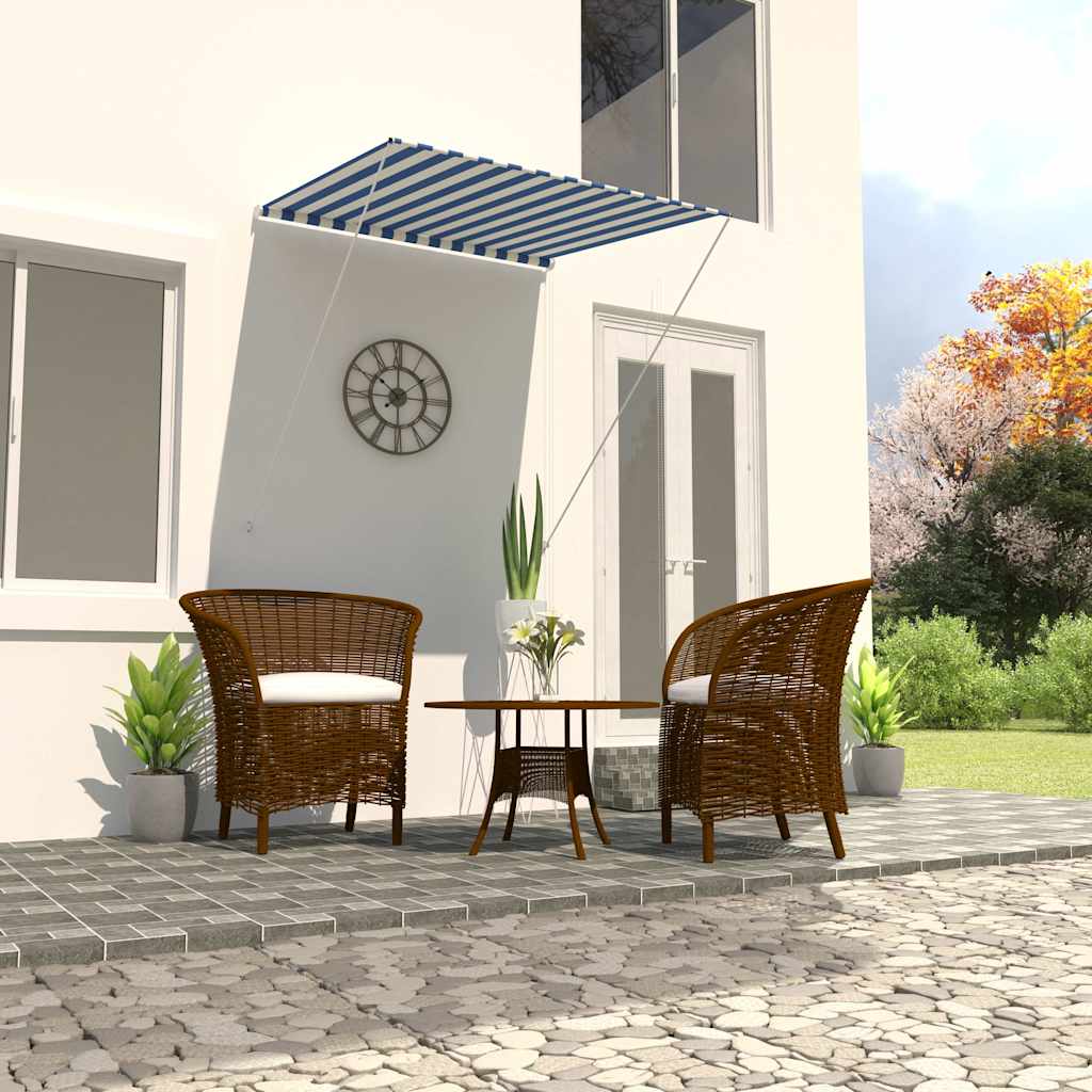 vidaXL Tenda da Sole Retrattile 100x150 cm Blu e Bianco - Image 1 of 7
