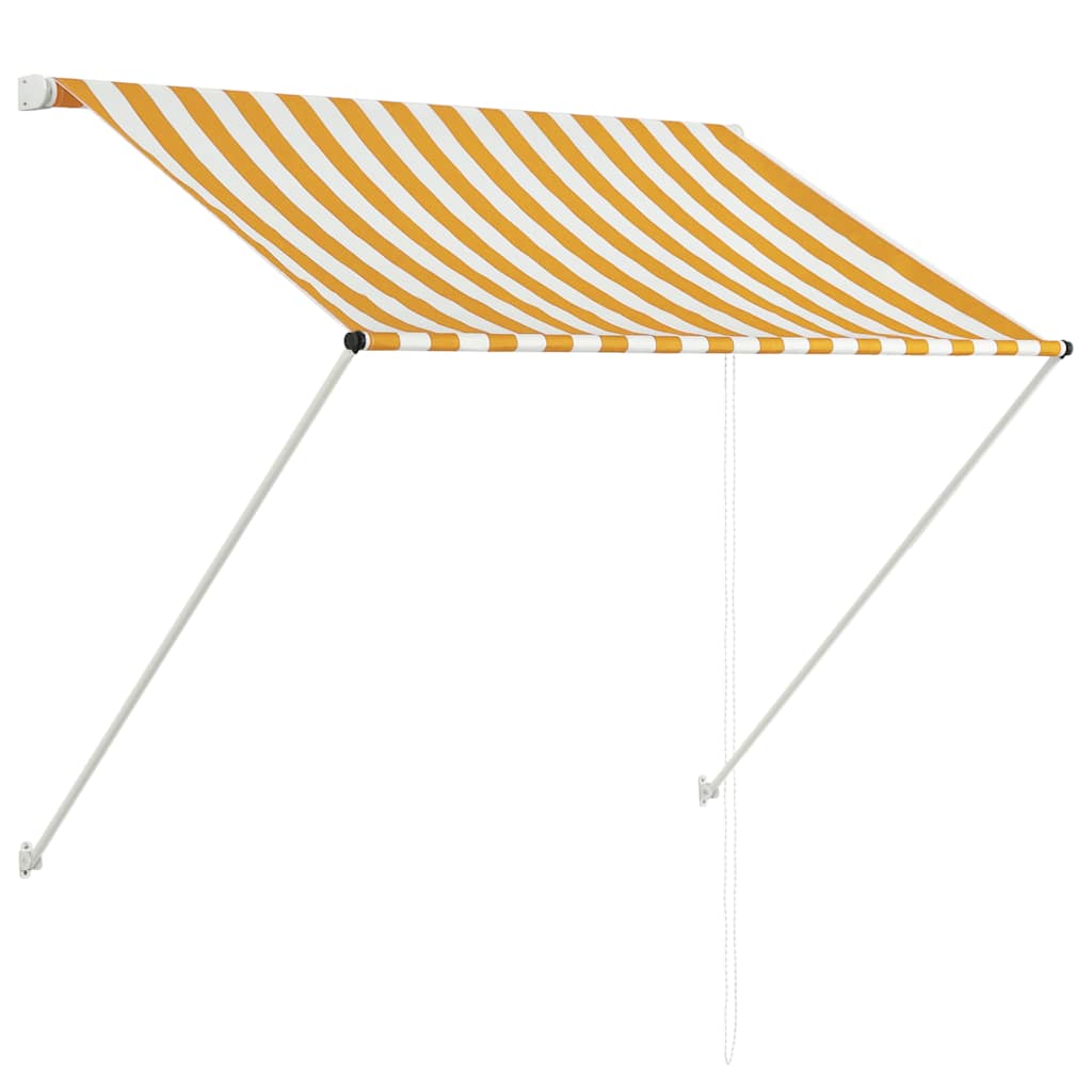 vidaXL Retractable Awning Polyester 150x150 cm Yellow and White - Image 7 of 26