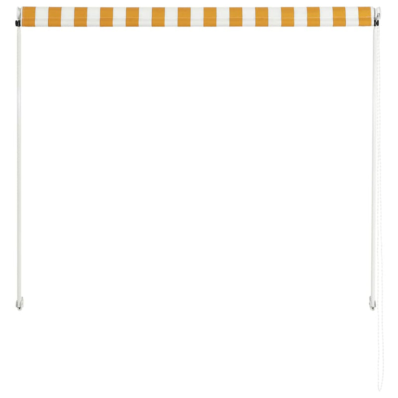 vidaXL Retractable Polyester Awning 300x150 cm Yellow and White - Image 18 of 32