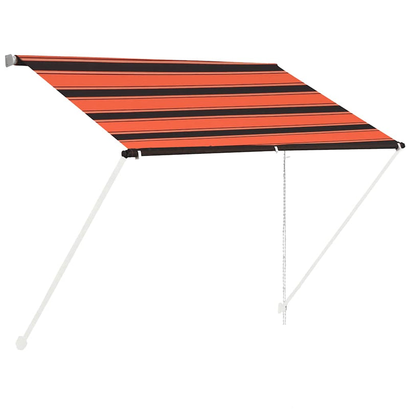 vidaXL Retractable Steel Awning, 100x150 cm, Orange and Brown - Image 2 of 7