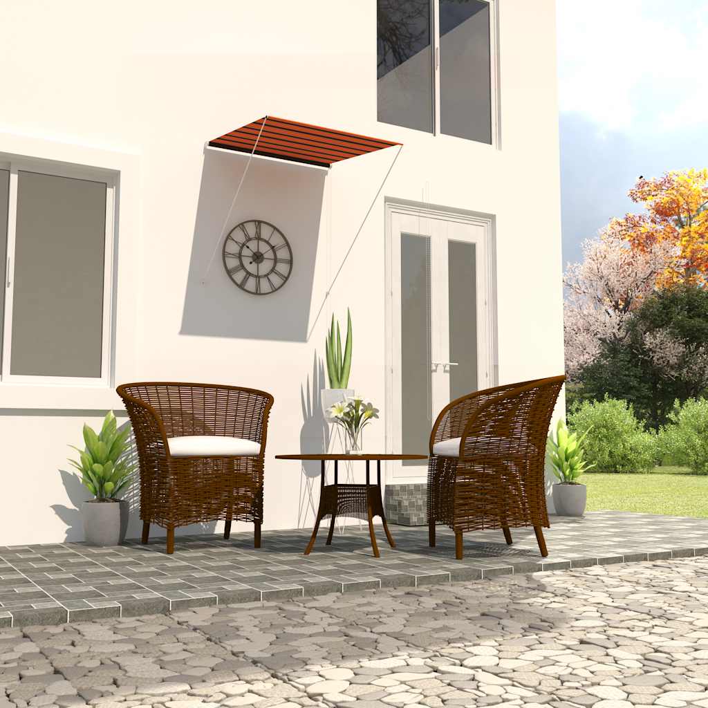 vidaXL Retractable Steel Awning, 100x150 cm, Orange and Brown - Image 1 of 7