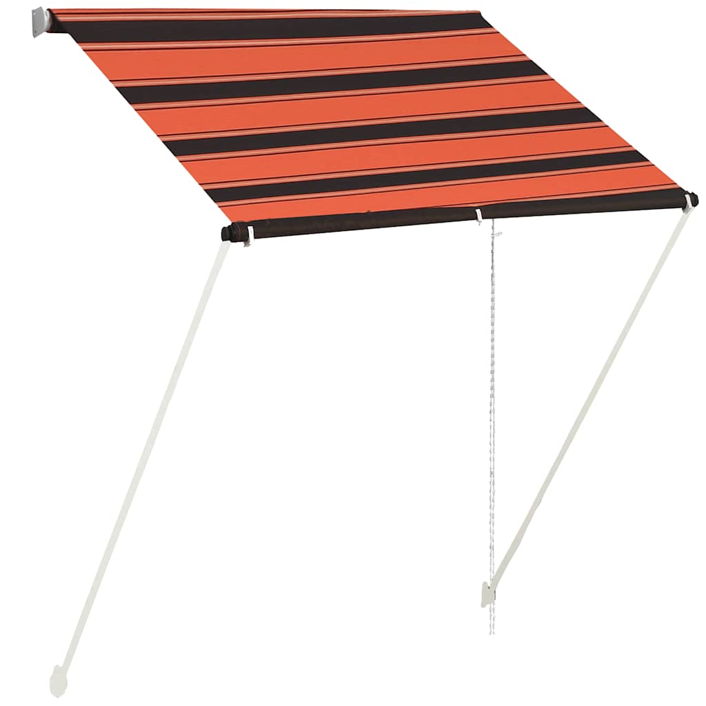 vidaXL Retractable Awning, PA Coated Polyester, 200x150 cm, Orange and Brown - Image 10 of 35