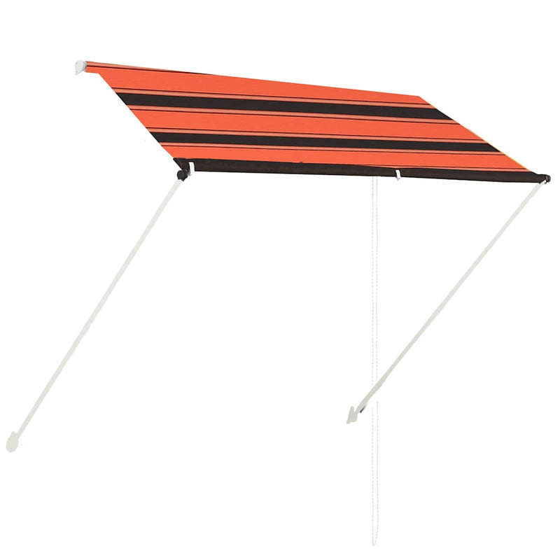 vidaXL Retractable Awning, PA Coated Polyester, 200x150 cm, Orange and Brown - Image 7 of 35