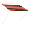 vidaXL Retractable Awning, PA Coated Polyester, 200x150 cm, Orange and Brown - Image 34 of 35