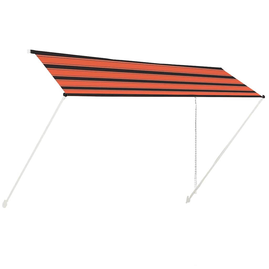 vidaXL Retractable Awning, PA Coated Polyester, 200x150 cm, Orange and Brown - Image 9 of 35