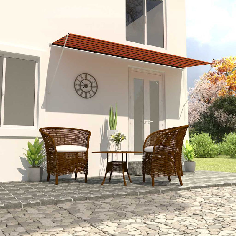 vidaXL Retractable Awning, PA Coated Polyester, 200x150 cm, Orange and Brown - Image 3 of 35