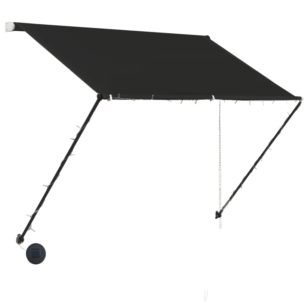 Tenda da Sole Retrattile con LED 100% Poliestere 100×150 cm Antracite - Image 3 of 8