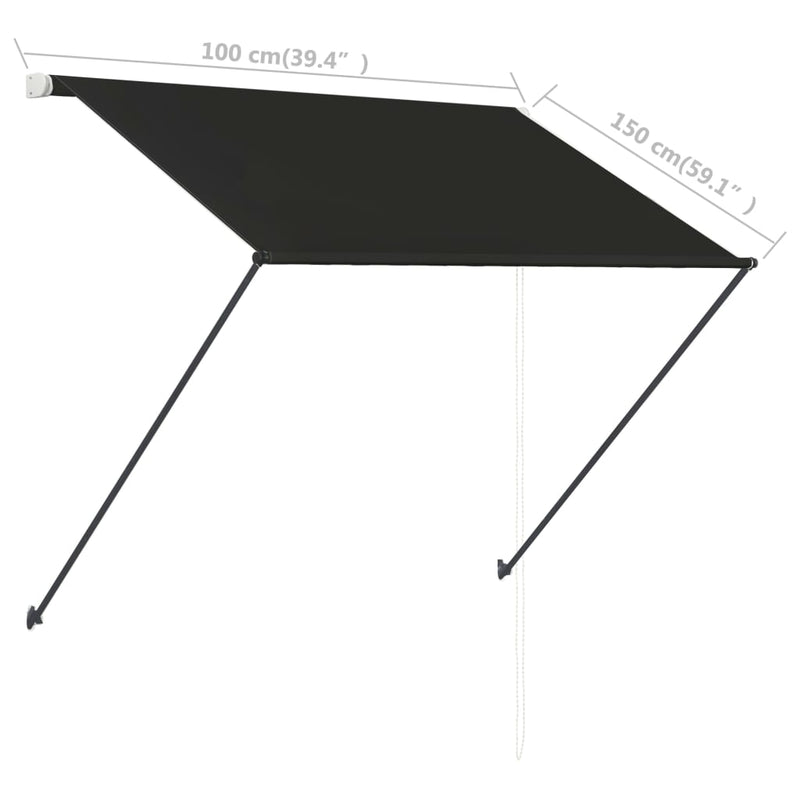 Tenda da Sole Retrattile con LED 100% Poliestere 100×150 cm Antracite - Image 8 of 8