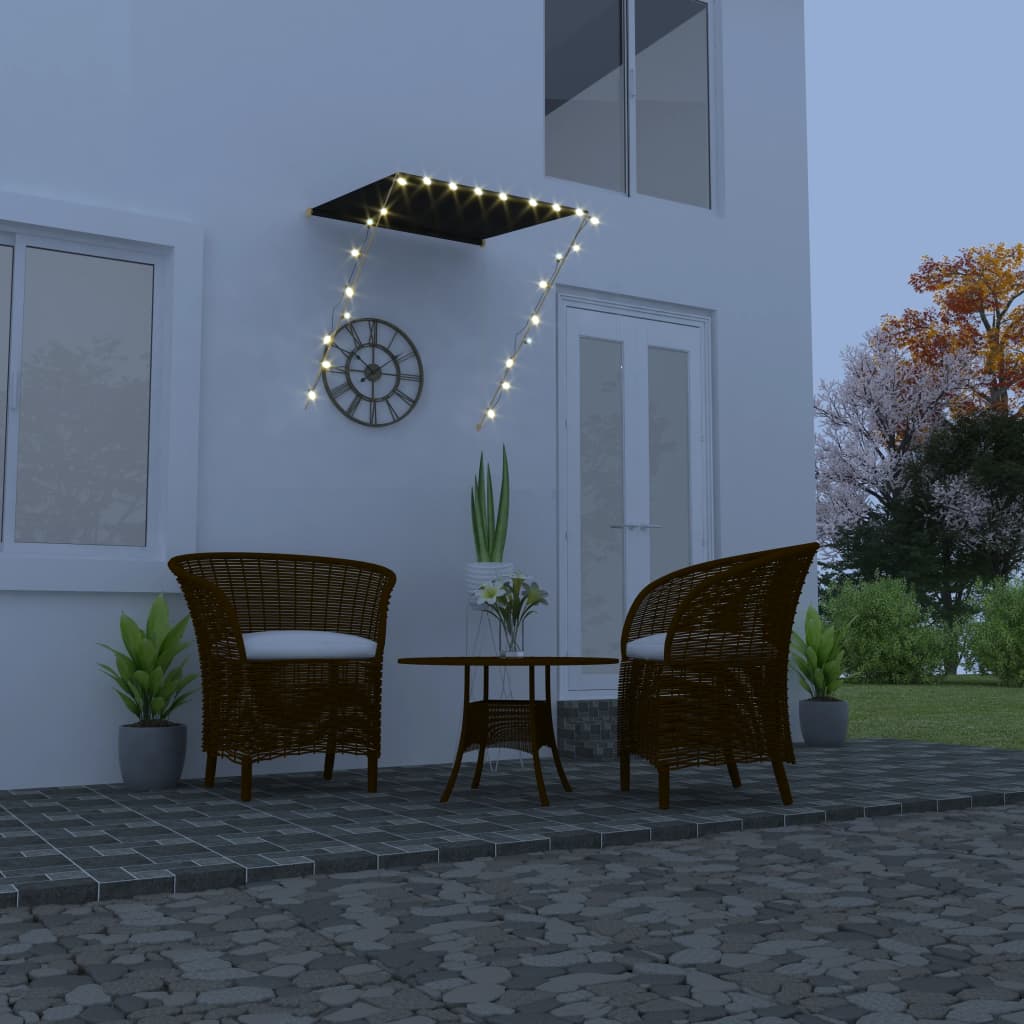 Tenda da Sole Retrattile con LED 100% Poliestere 100×150 cm Antracite - Image 1 of 8