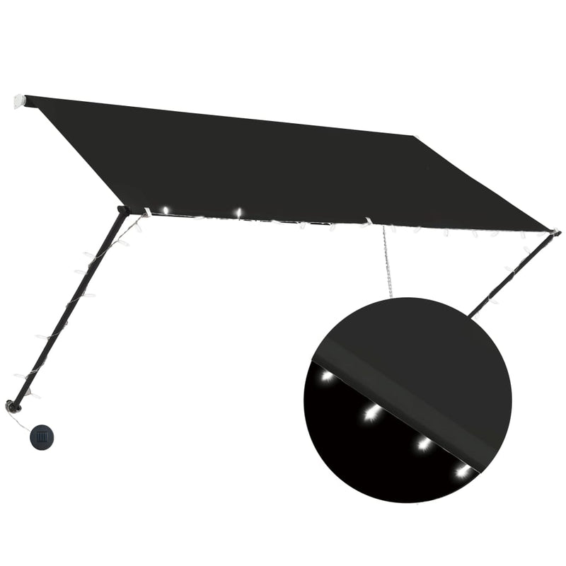 vidaXL Retractable Awning with Solar LEDs, 250x150 cm, Anthracite - Image 2 of 8