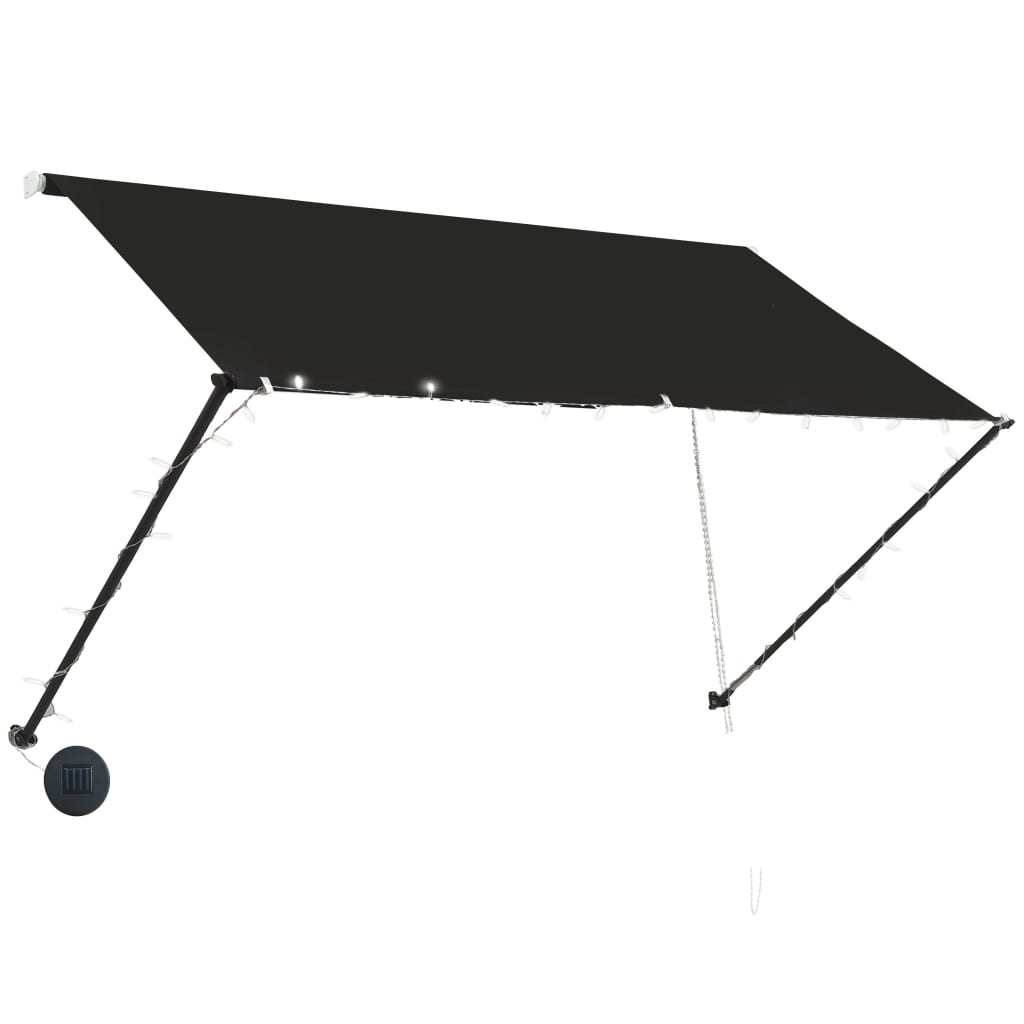 vidaXL Retractable Awning with Solar LEDs, 250x150 cm, Anthracite - Image 3 of 8
