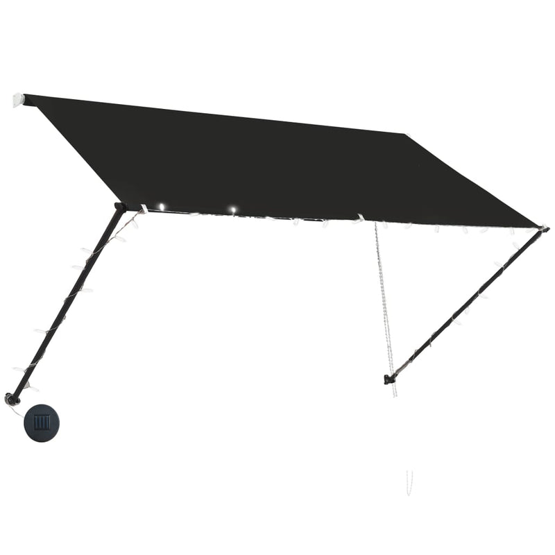 vidaXL Retractable Awning with Solar LEDs, 250x150 cm, Anthracite - Image 3 of 8