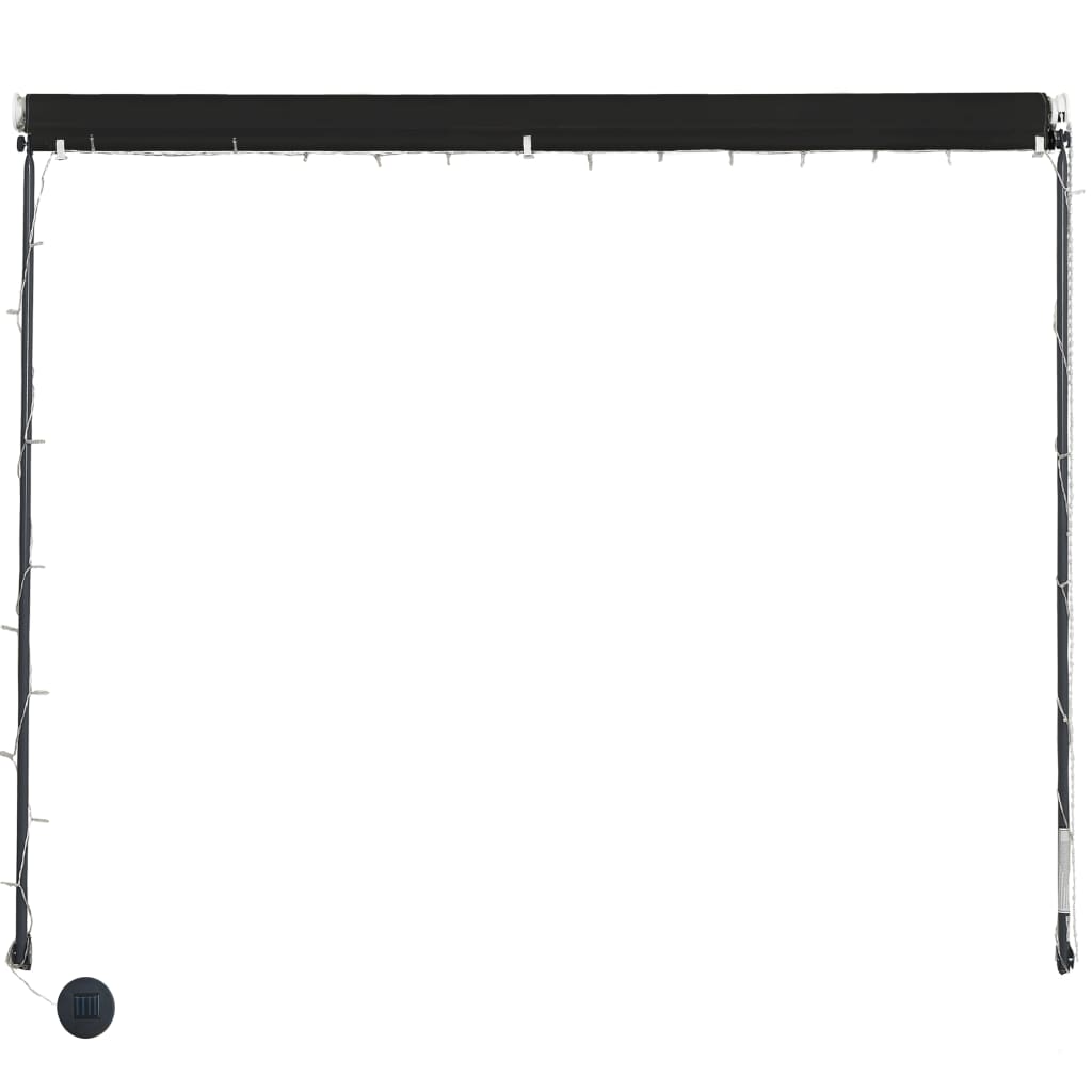 vidaXL Retractable Awning with Solar LEDs, 250x150 cm, Anthracite - Image 4 of 8