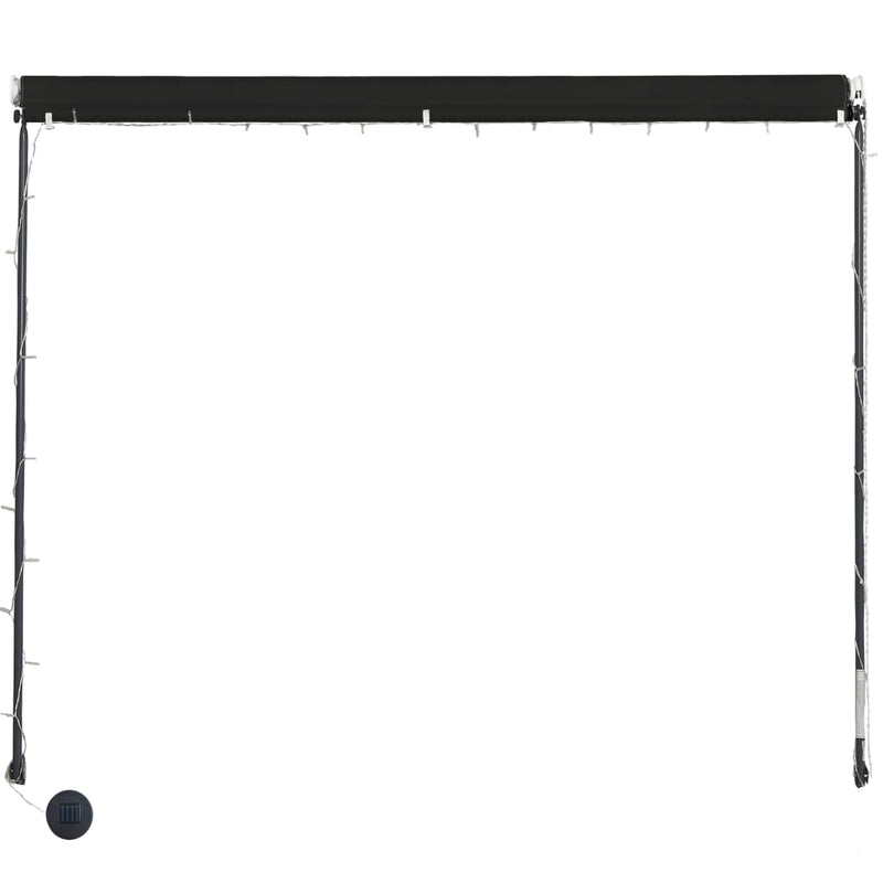 vidaXL Retractable Awning with Solar LEDs, 250x150 cm, Anthracite - Image 4 of 8
