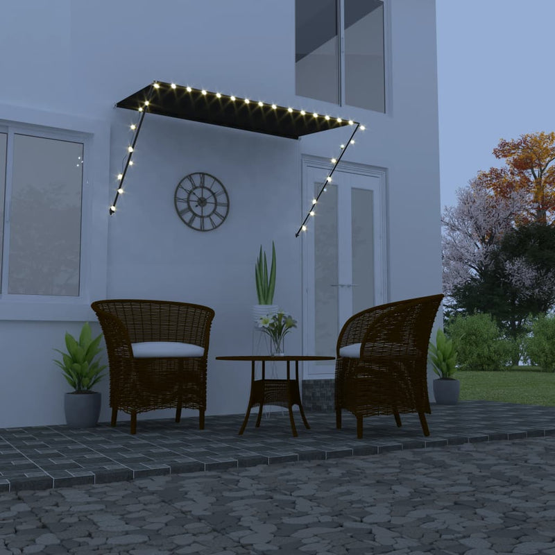 vidaXL Retractable Awning with Solar LEDs, 250x150 cm, Anthracite - Image 1 of 8