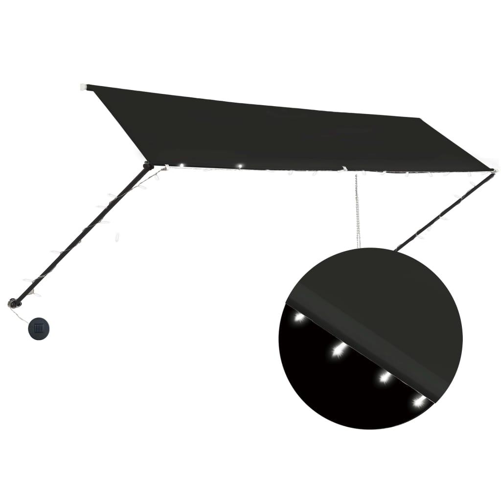 Tenda da Sole Retrattile con LED 400×150 cm Antracite - Image 2 of 8