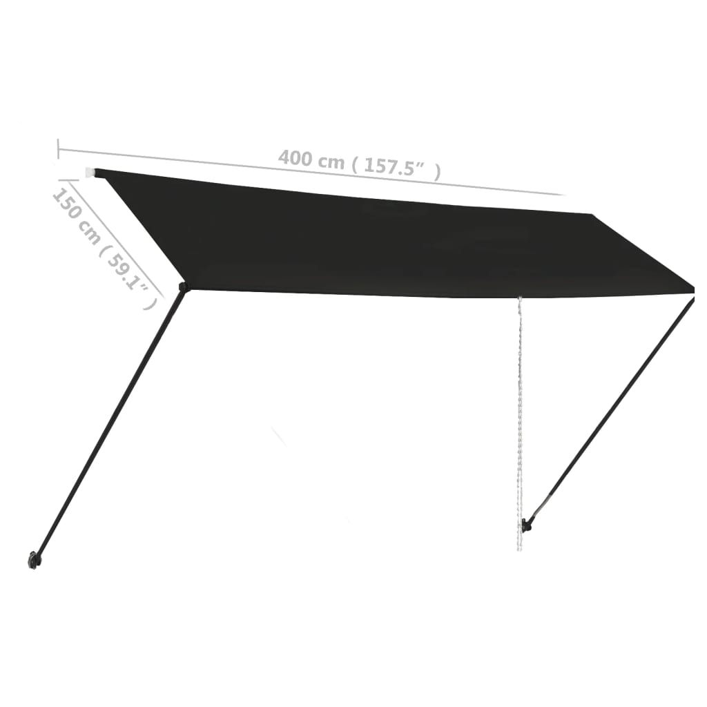 Tenda da Sole Retrattile con LED 400×150 cm Antracite - Image 8 of 8