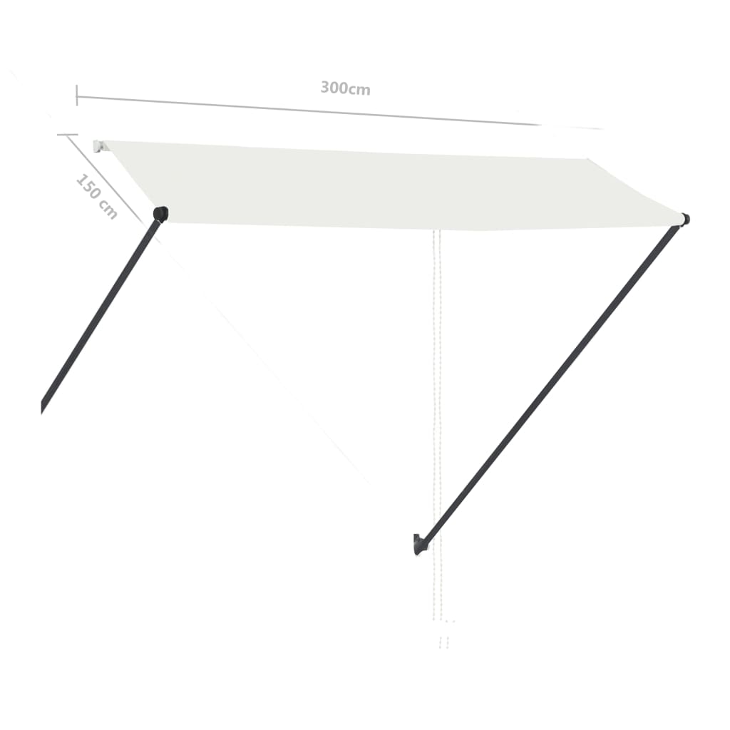 vidaXL Toldo Retráctil con LED y Revestimiento de PA 300x150 cm Crema - Image 8 of 8