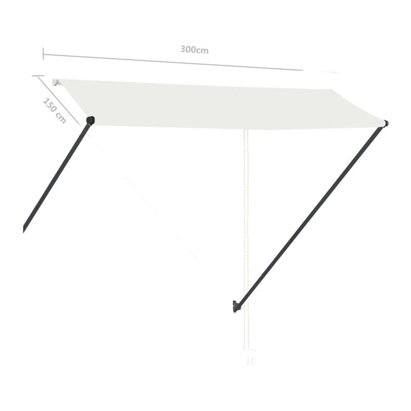 vidaXL Toldo Retráctil con LED y Revestimiento de PA 300x150 cm Crema - Image 8 of 8