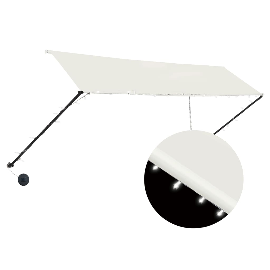 vidaXL Toldo Retráctil con LED y Revestimiento de PA, 350x150 cm, Crema - Image 4 of 15