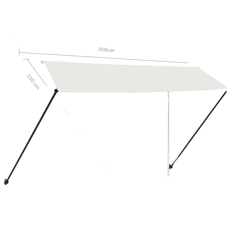 vidaXL Toldo Retráctil con LED y Revestimiento de PA, 350x150 cm, Crema - Image 15 of 15