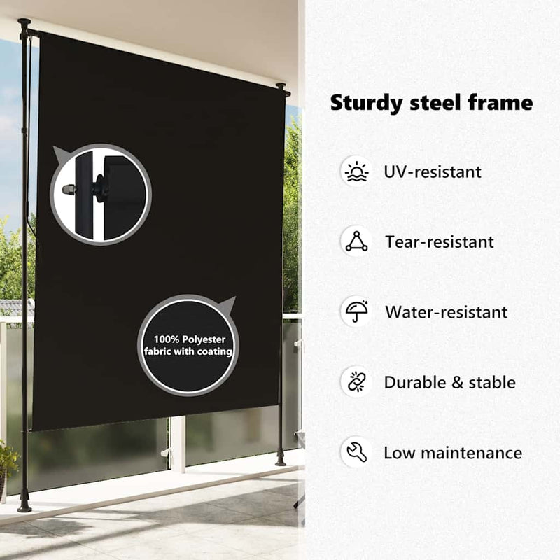 vidaXL Outdoor Roller Blind, 100x270 cm, Anthracite Polyester - Image 28 of 39
