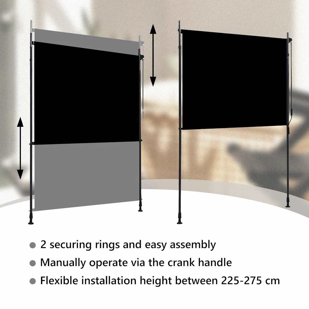 vidaXL Outdoor Roller Blind, 100x270 cm, Anthracite Polyester - Image 33 of 39