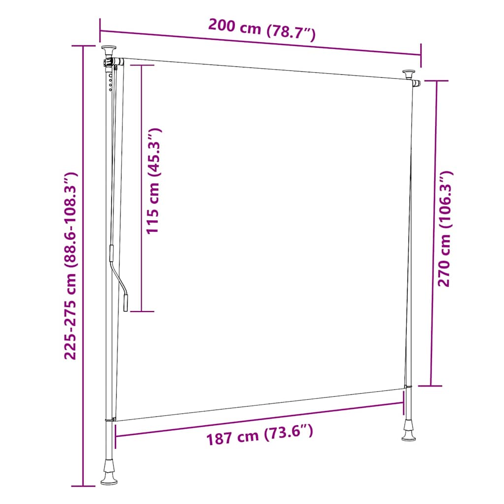 vidaXL Outdoor Roller Blind, 100x270 cm, Anthracite Polyester - Image 22 of 39