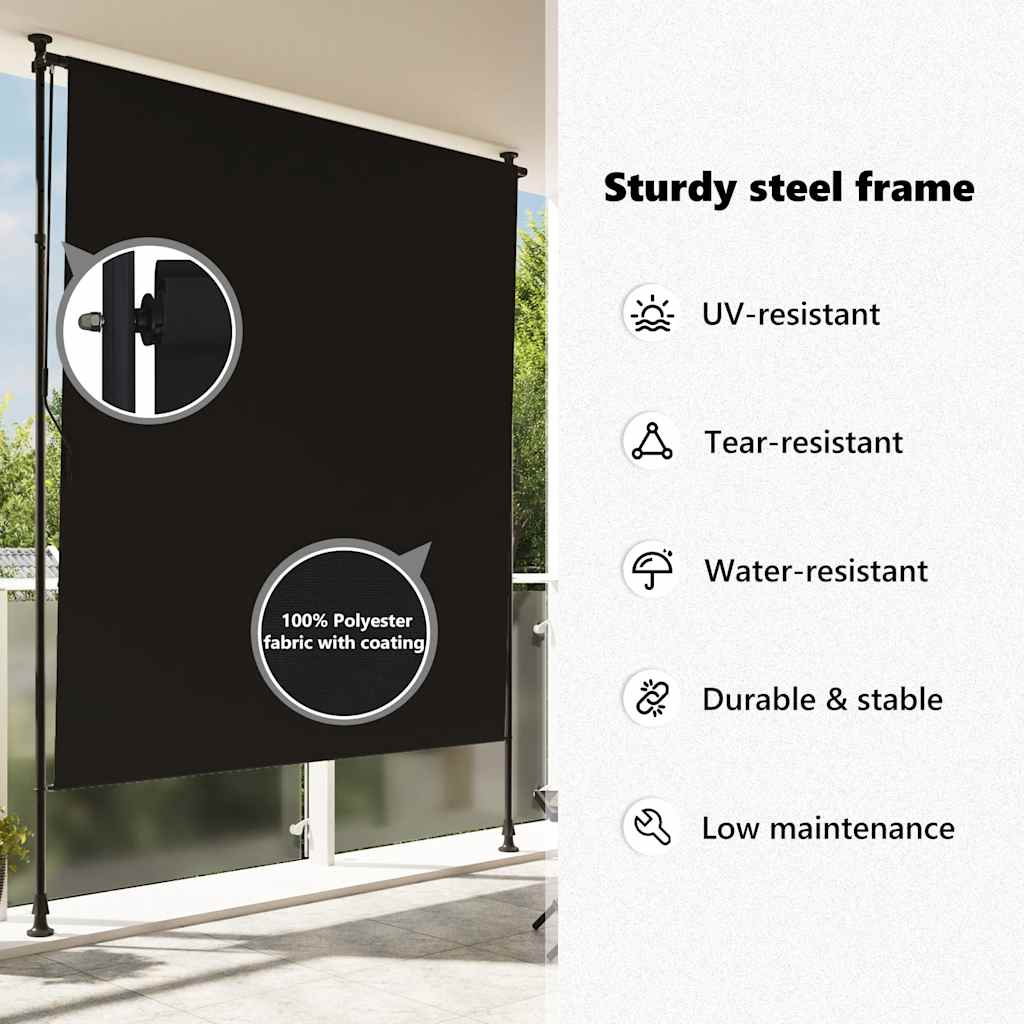vidaXL Outdoor Roller Blind, 100x270 cm, Anthracite Polyester - Image 26 of 39