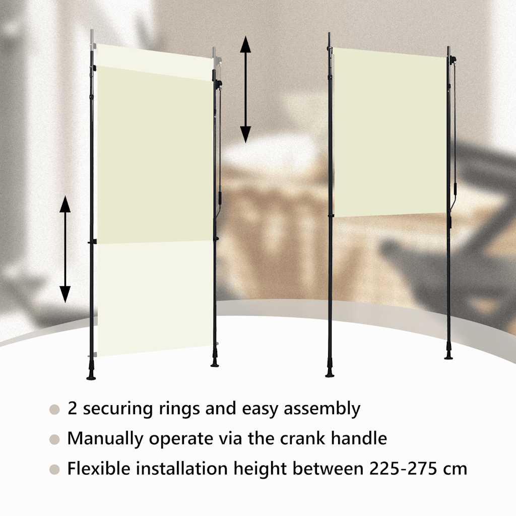 vidaXL Outdoor Roller Awning, Fabric with PA Coating, 100x270 cm, Cream - Image 26 of 34