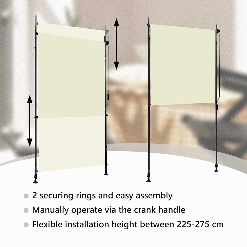 vidaXL Outdoor Roller Blind, Polyester, 120x270 cm, Cream - Image 19 of 26