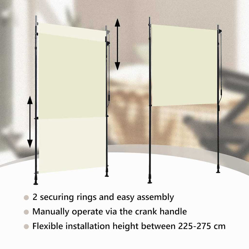 vidaXL Outdoor Roller Blind, Polyester, 120x270 cm, Cream - Image 19 of 26
