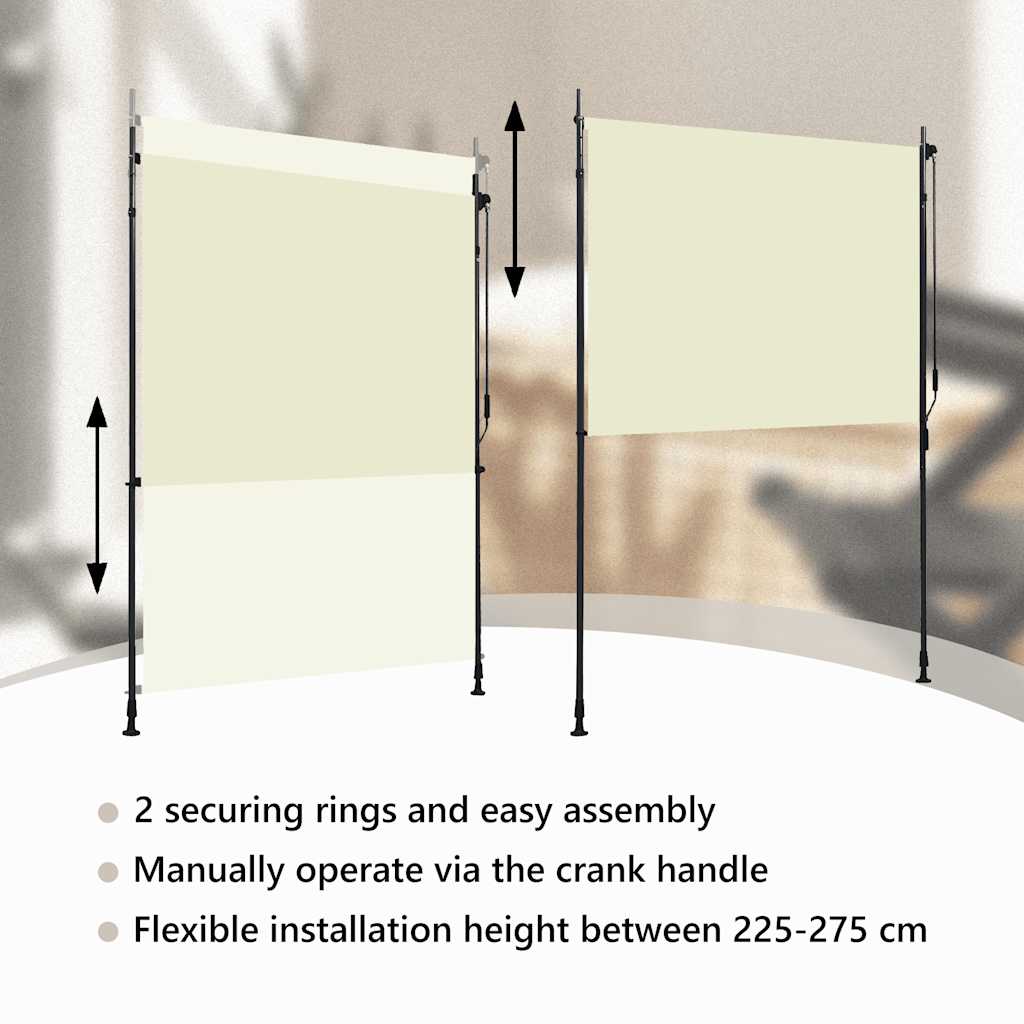 vidaXL Outdoor Roller Blind, Polyester, 120x270 cm, Cream - Image 21 of 26