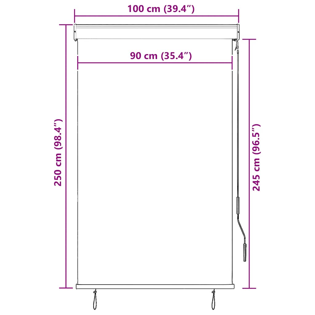 vidaXL Toldo Enrollable para Exteriores 100x250 cm Blanco y Naranja - Image 16 of 16