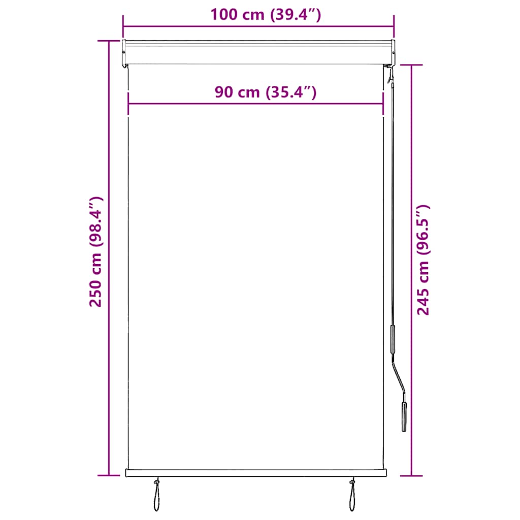 vidaXL Outdoor Roller Blind, 100x270 cm, Anthracite Polyester - Image 32 of 39